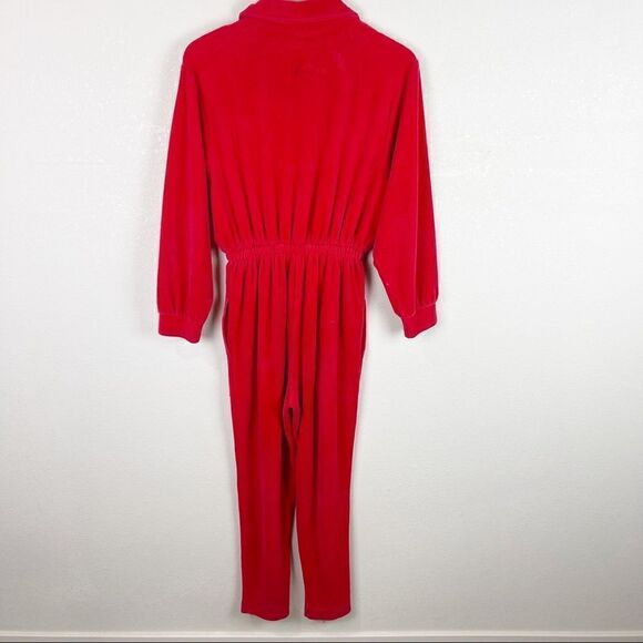 Saks Fifth Avenue Red Velvet Jumpsuit Gold XS - Picture 9 of 14